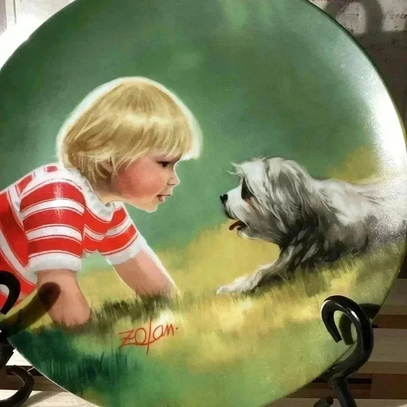 DONALD ZOLAN Other - 1985 "MAKING FRIENDS" Plate BY DONALD ZOLAN. #7788F Vintage + COA 7 3/4" Diam